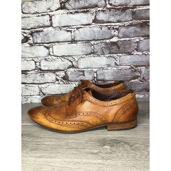 Ted Baker London Gryene Chili Brown Leather Derby Wingtip Oxfords Men 12M US/45 main image 6